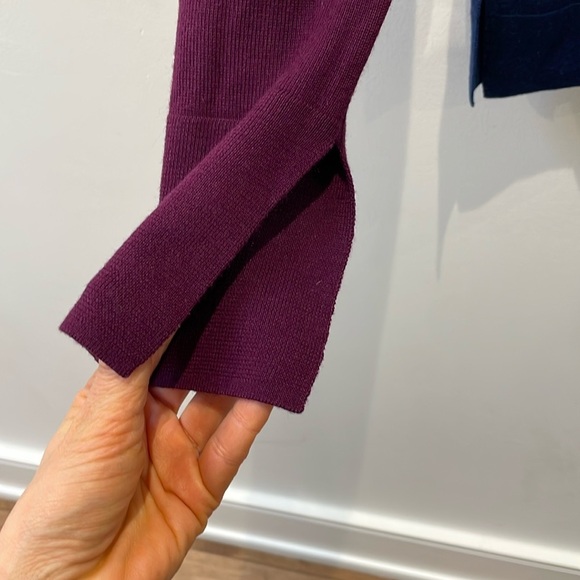 BCBG Maxazria merino wool geometric block color sweater pullover XXS v neck - Picture 5 of 11